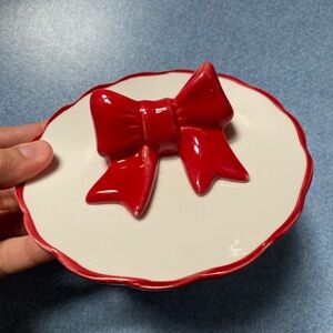 🎀🎀🎀🎀CERRA BOW RING DISH RED BOW CUTE TRINKET MINI DISH NEW